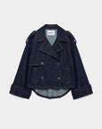 Trench court en denim — Bleu