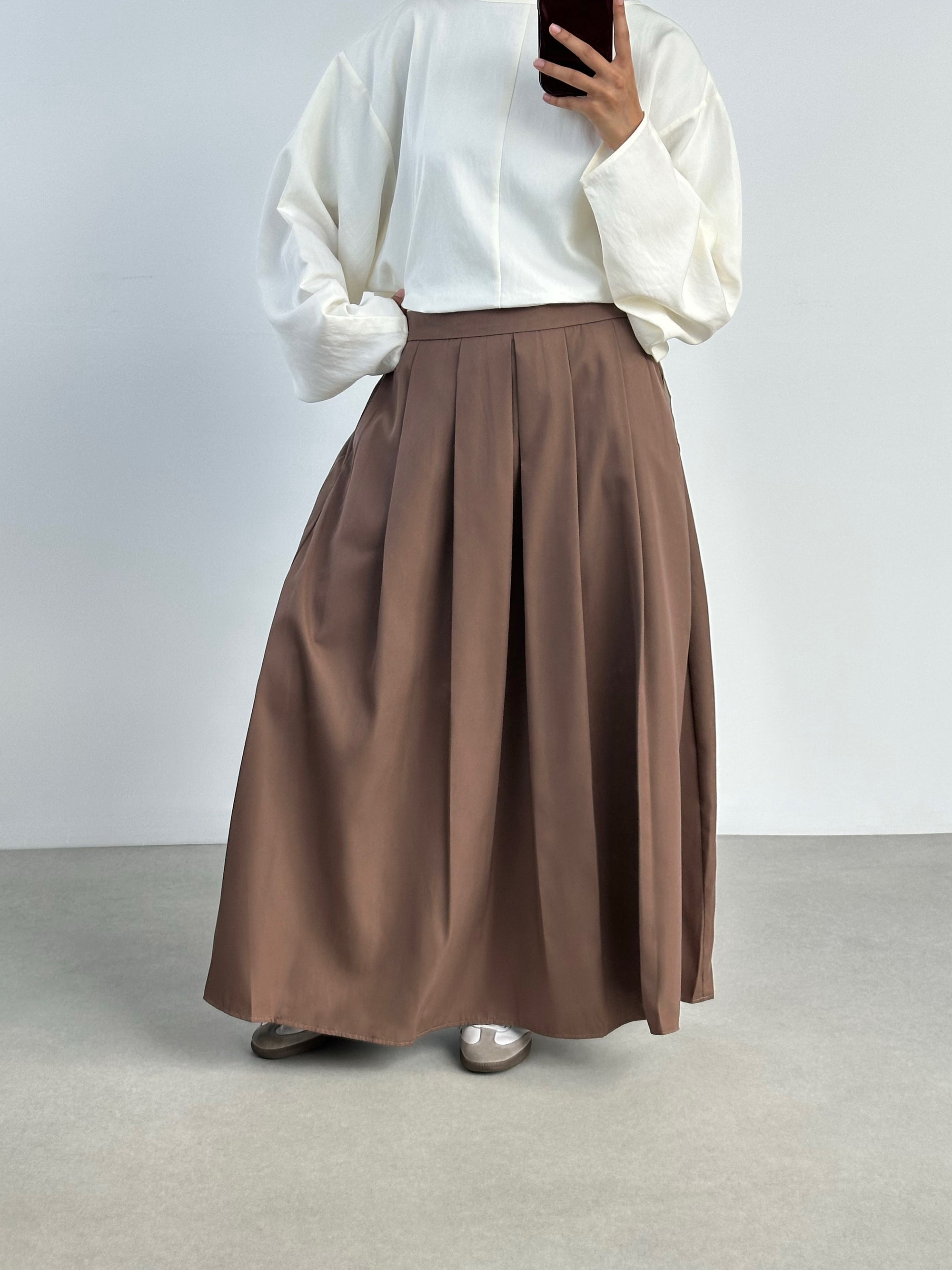 Jupe trapèze fluide — Mocha