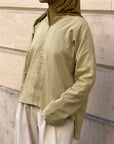 Blouse en lin boutonnée — Vert