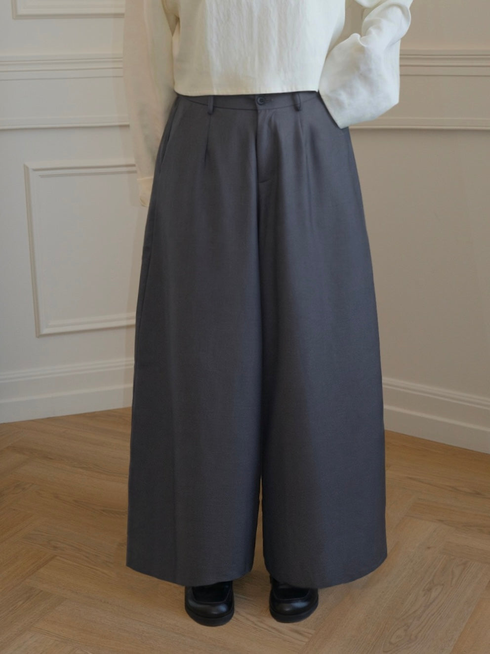 Pantalon large — Gris