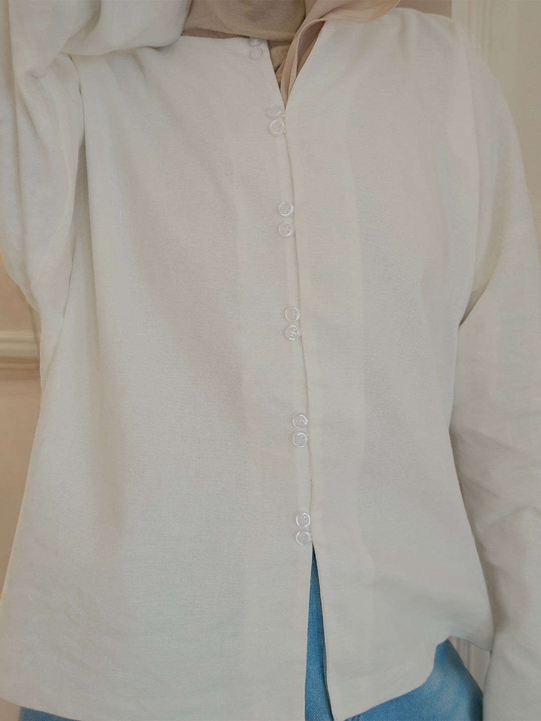 Blouse en lin boutonnée — Blanc