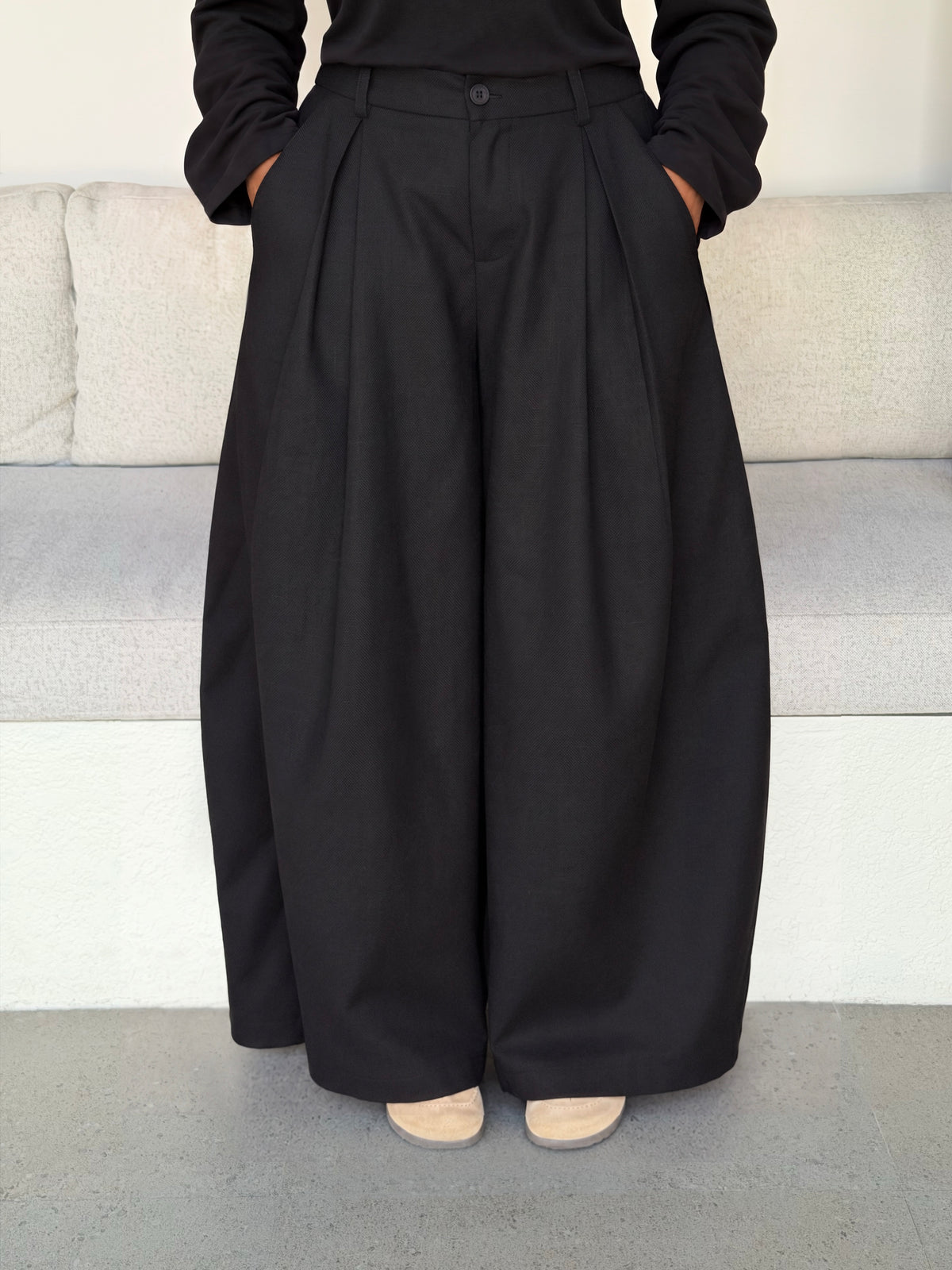 Pantalon barrel — Noir