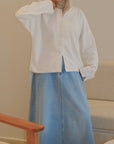 Blouse en lin boutonnée — Blanc