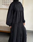 Top à volants froncés — Noir