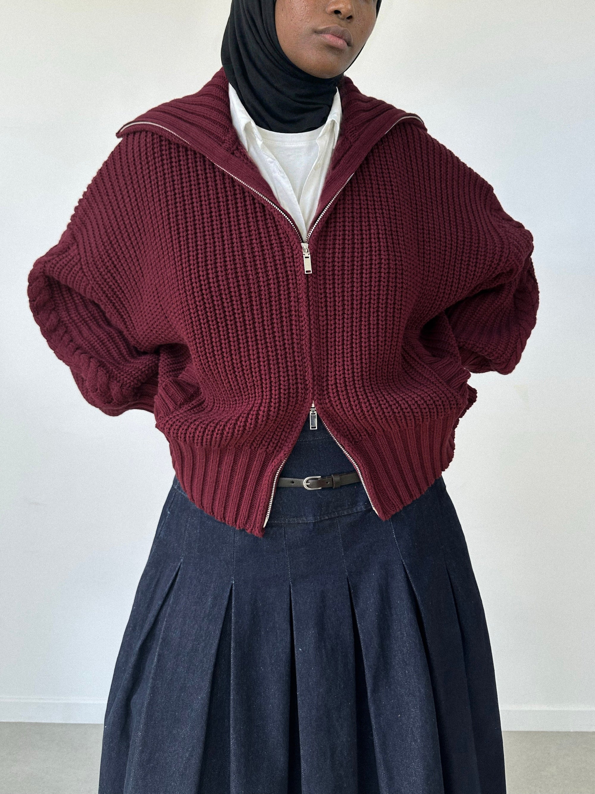 Gilet à double zip — Bordeaux