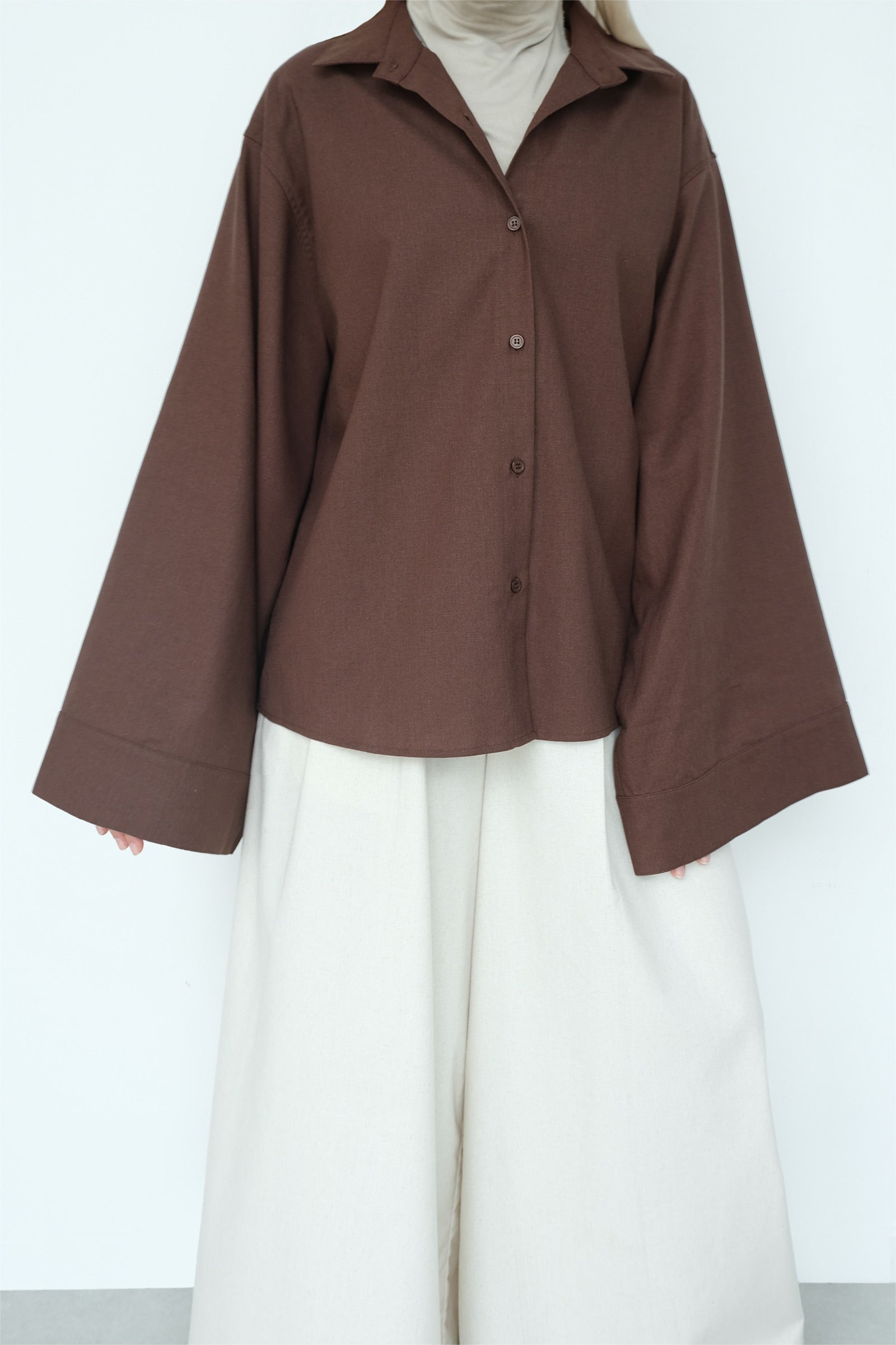 Chemise en lin — Marron