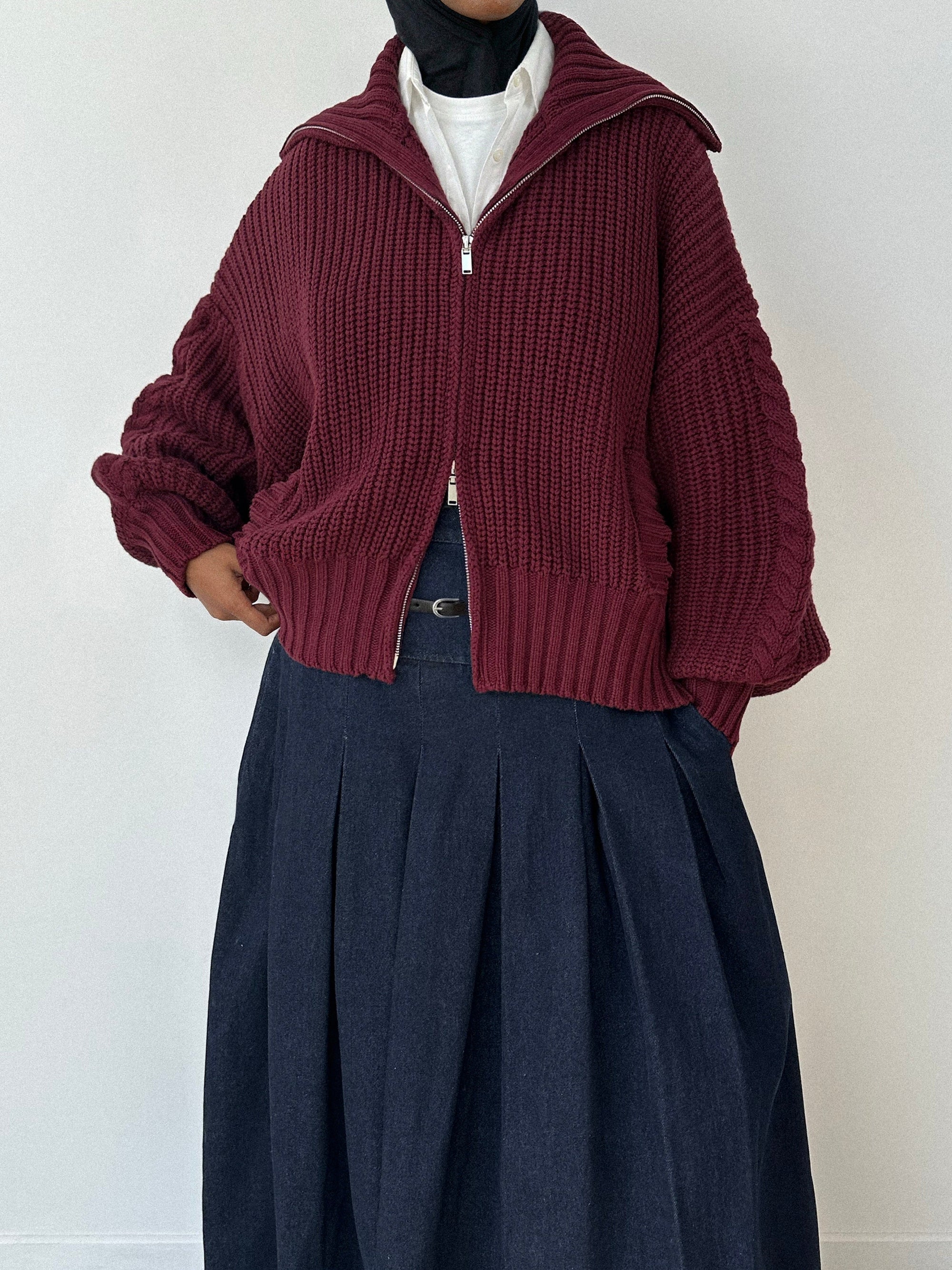 Gilet à double zip — Bordeaux