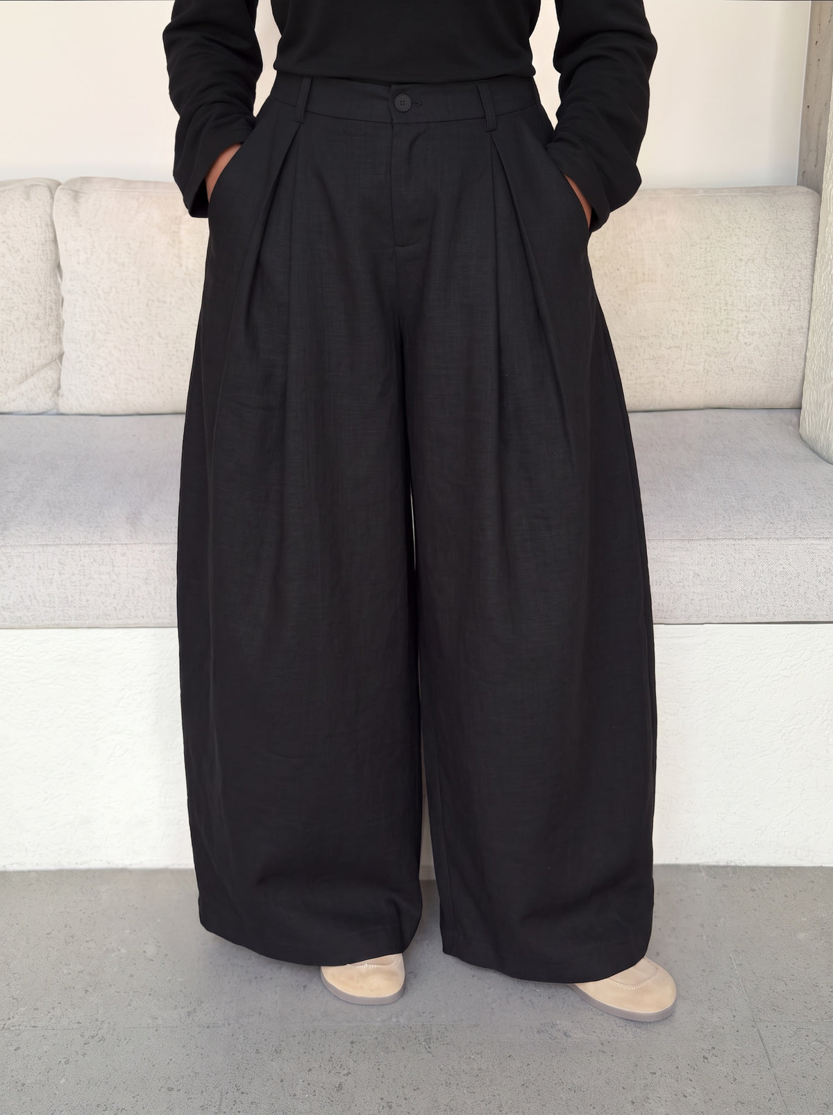 Pantalon barrel — Noir